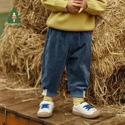 Amila Baby Pants 2023 Spring Autumn New Embroidery Corduroy Three Colors Loose Trousers Girls and Boys Children's Clothes Casual