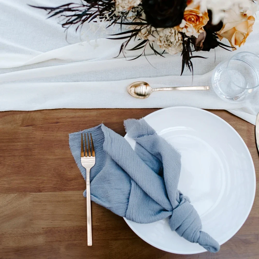 Light Dusty Blue Linen Cloth Napkins for Weddings, Dinner Parties
