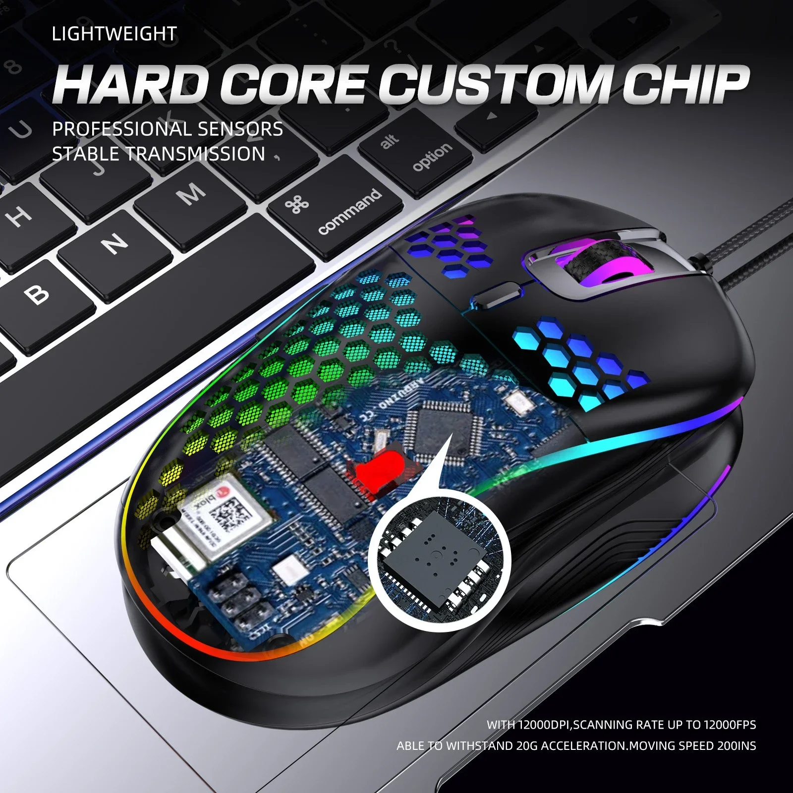 Wired Gaming Mouse Ergonomic RGB Honeycomb Wired Mouse Machinery Optical Sensor Mice For Laptop PC Desktop Compater Gamer