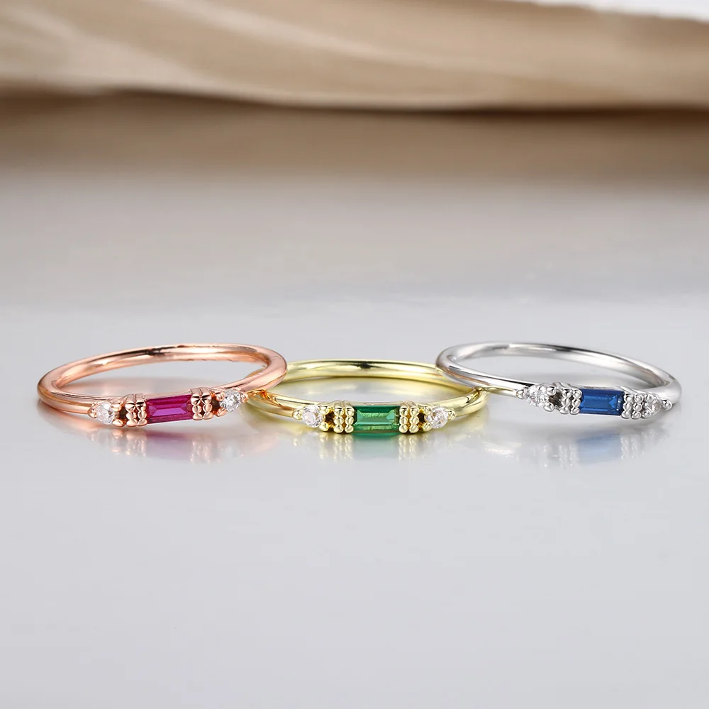 Thin Dainty Stacking Rings For Women Elegant Mini Color Crystal