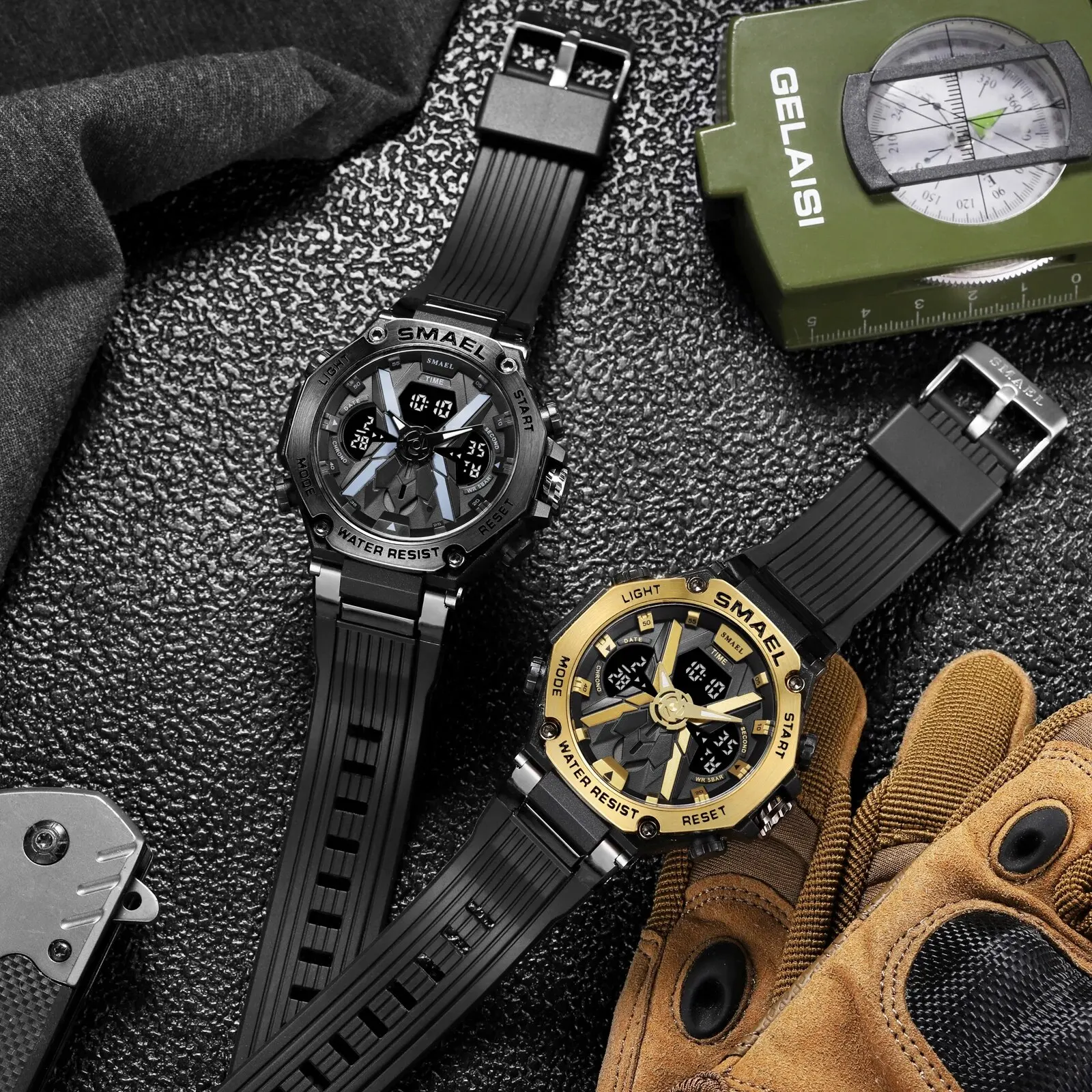 OROLOGIO DA NOTTE compatto doppio campanello analogico movimento quarzo