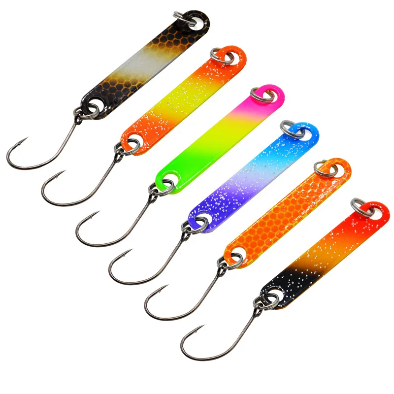 

6Pcs/lot 4cm 2g Colorful Spoon Bait Copper Metal Fishing Lure For Trout Pike Perch PescaTrout Stick Ice Fishing Spoon
