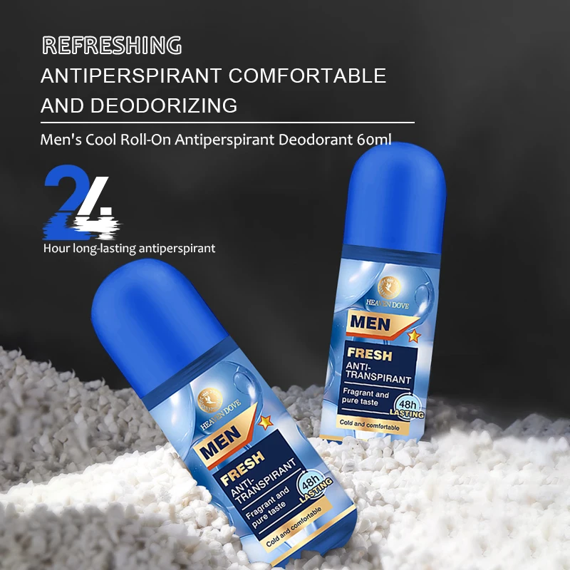 

60ml Men's Cool Roll-On Antiperspirant Deodorant Comfortable and Deodorizing Remove Odor Portable Underarm Dry and Fresh perfume