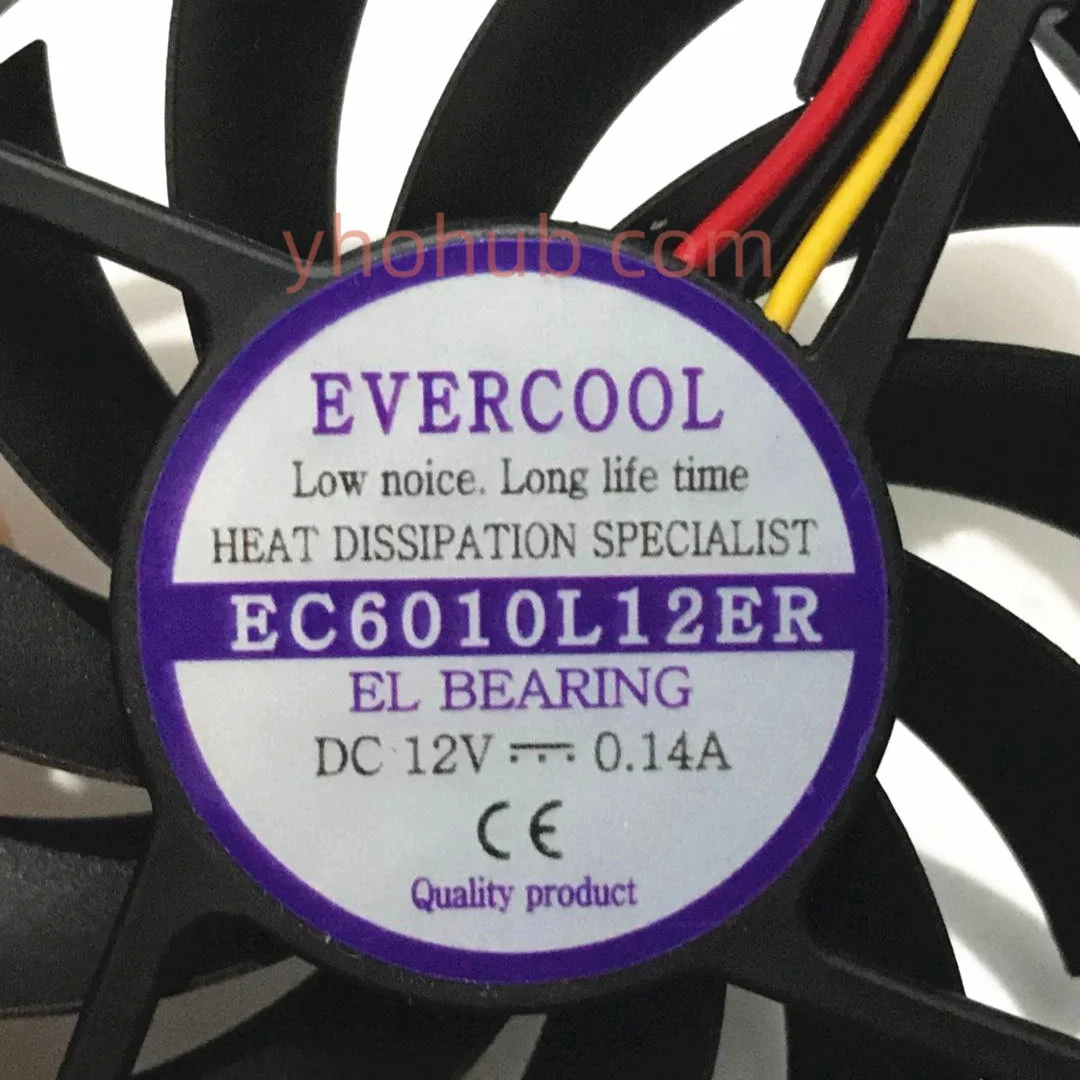 Ventilador de Refrigeração do Servidor de Fios de Evercool Ec6010l12er Dc12v 0.14a 60x60x10 mm - Imagem 2