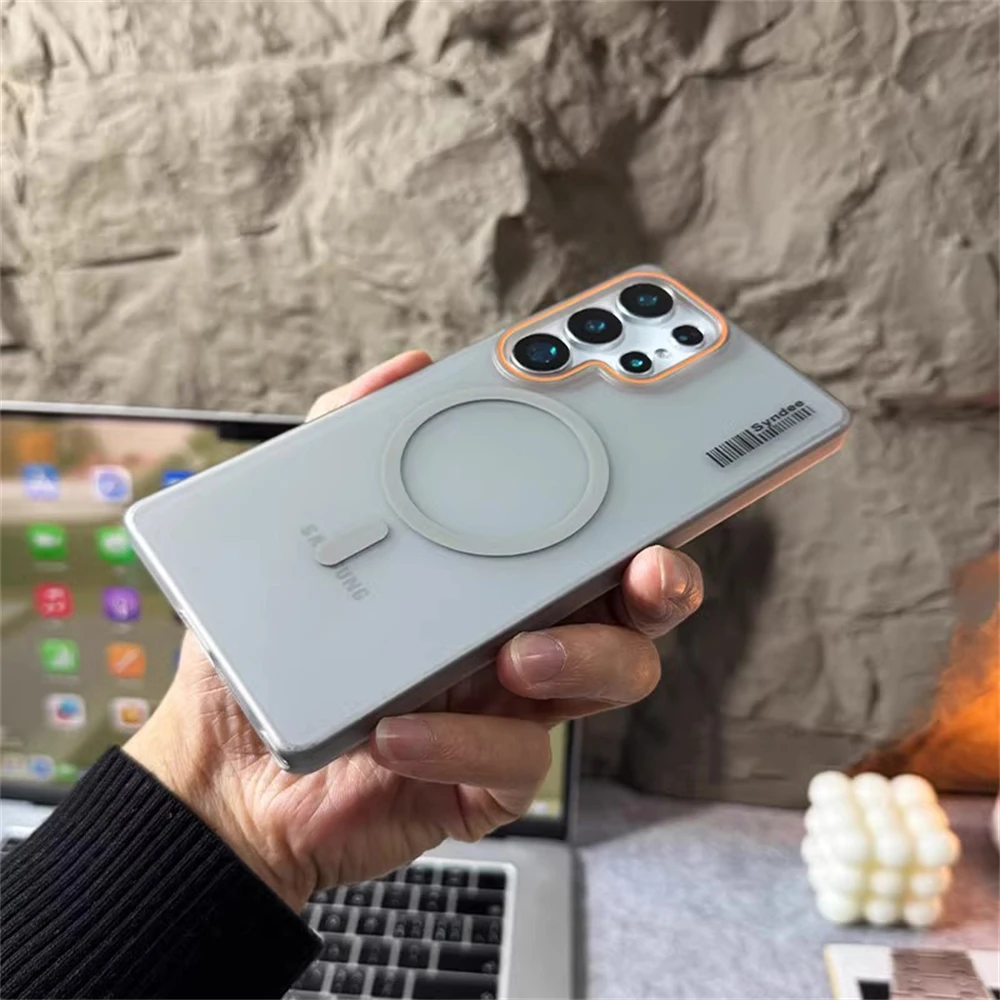 Luxury Matte Translucent Magnetic Wireless Charging Case with Barcode Hard Cover