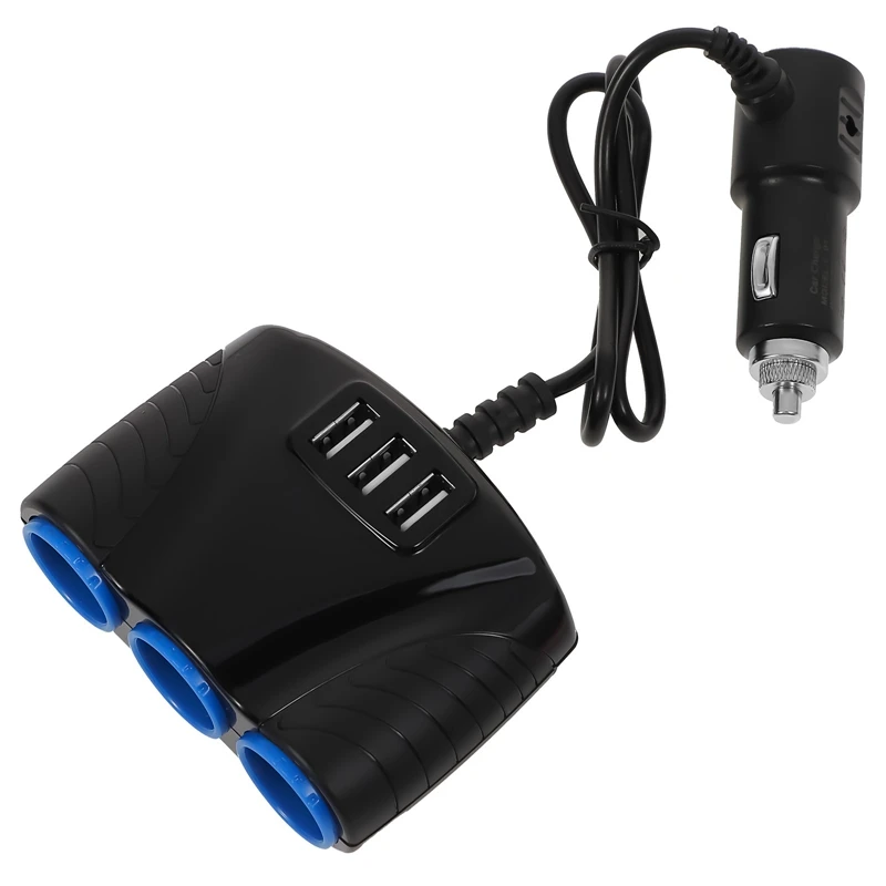 3Way12V24VMultiSocketCarCigaretteLighterSocketExtensionSplitterUSBChargerAdapter