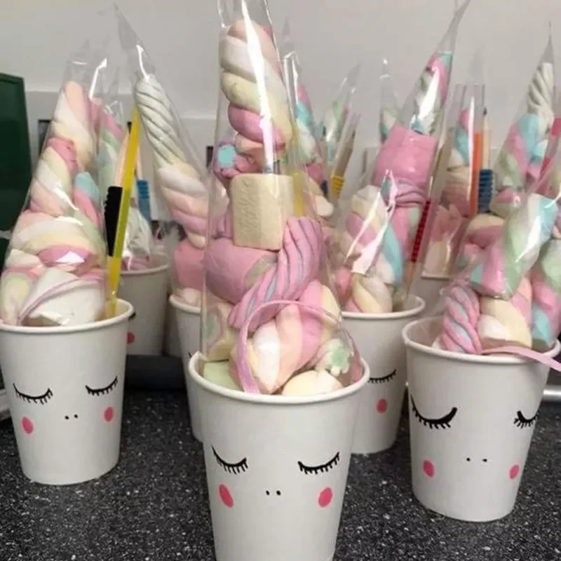 

50pcs Candy Bag Wedding Birthday Party Favors Candy Cellophane Cone Storage Bags Girl 1st Birthday Decorations Organza Pouches