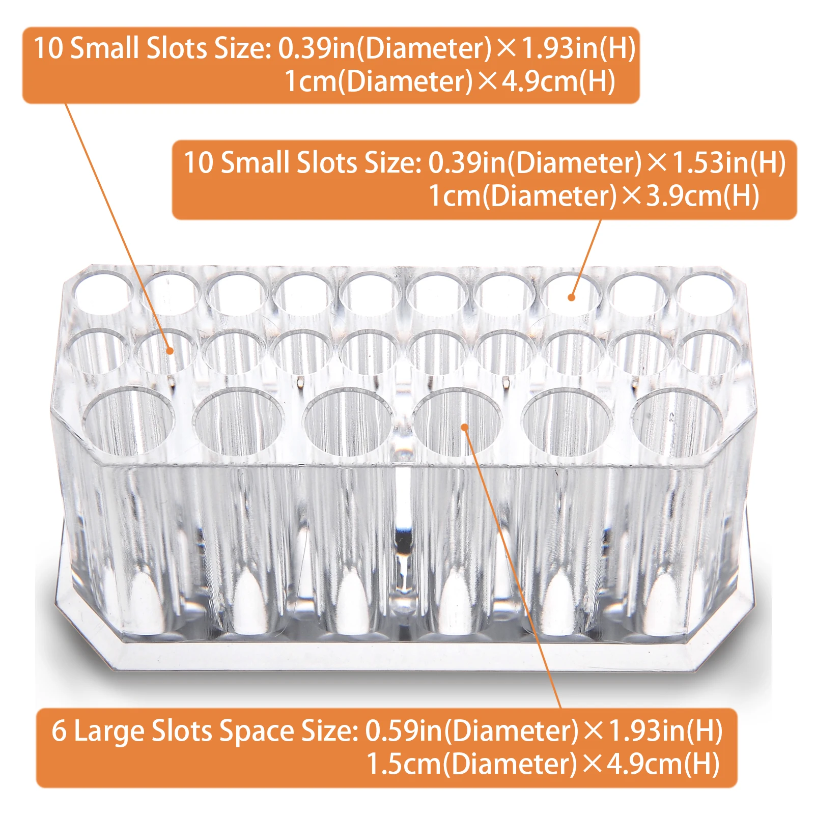 Makeup Organizer Small Clear Acrylic Compact Brush Lip Liner Pencil Mascara Eyeliner 26 Slots