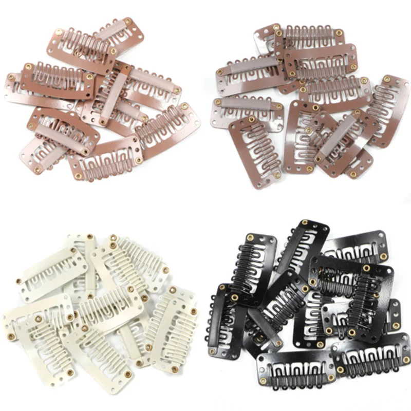 40pcs/lot U Shape Blonde Snap Clip For Hair Extension Wig Weft 32mm