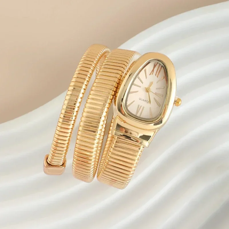 Quartz Womens Watch High Quality Exquisite Luxurious Snake Head Alloy Case