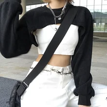 

2020 Fashion Hoodies Cropped Tops Women Autumn Long Sleeve Grid Hollow Out Pullovers Sweatshirts Tops Casual Loose Hoodie