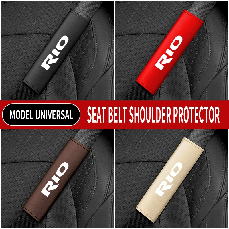 1PC Leather Car Seat Belt Shoulder Protector Cover Safety Belt Padding Pad For Kia Rio KN RIIO Seat Decoration