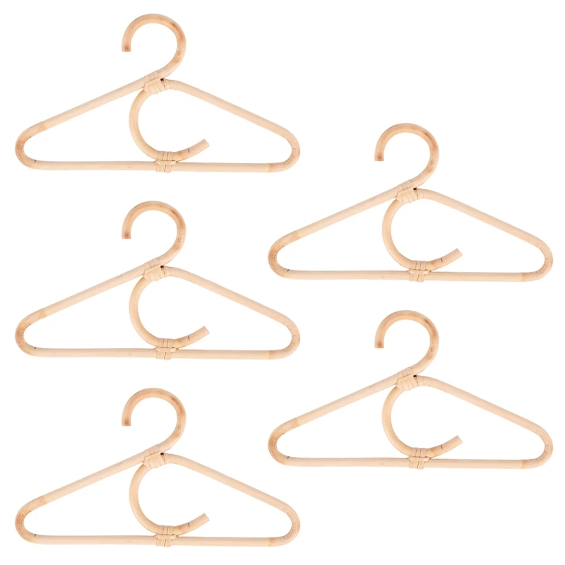 

5X Rattan Clothes Hanger Style Kids Garments Organizer Rack Children Hanger Kids Room Decoration Hanger For Clothes