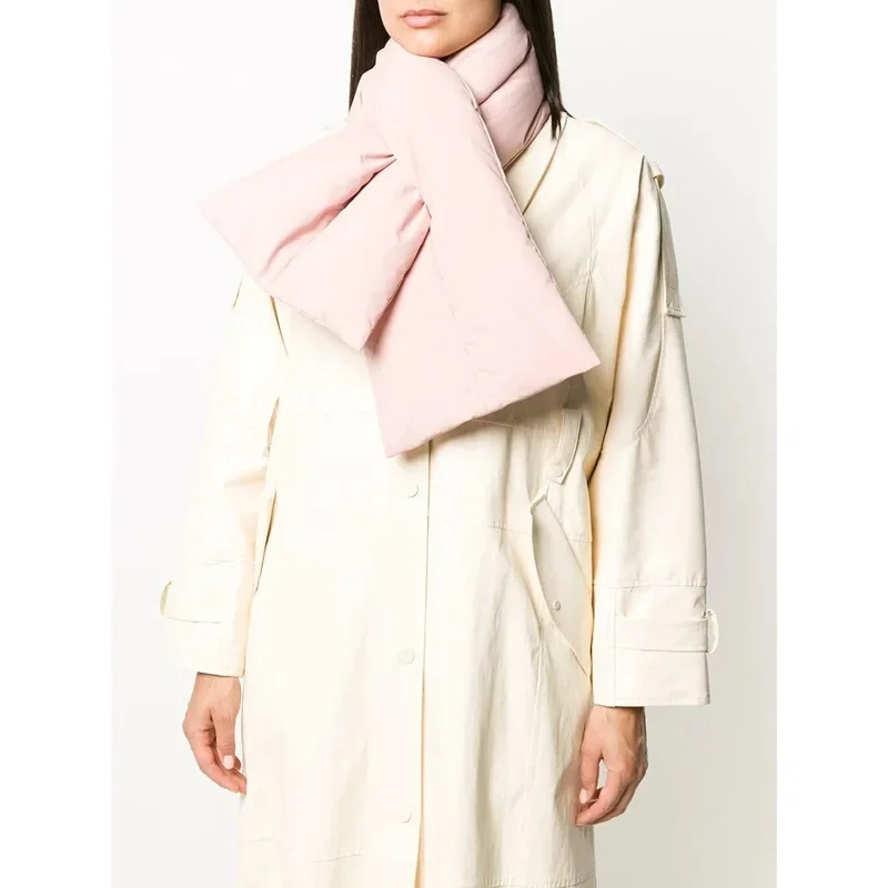 Bufandas rectangulares con letras para mujer, nuevas bufandas de plumรณn cรกlidas, simples e informales, Invierno