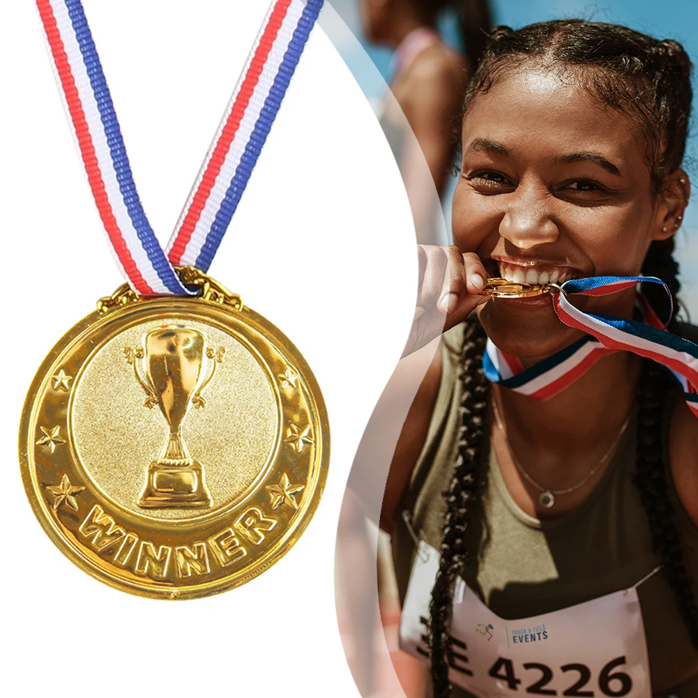 2.55 in Gold Plastic Winner Medal Medal Football Competition Prize Souvenir Gift Kids Golden Winner Awards for Kids Adults