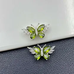 Gold Plated Zircon Butterfly Beaded Bracelet Material - Artistic Retro Chinese Style Jewelry Accessory (Silver green zirconium butterfly 1 22 * 12.5mm)