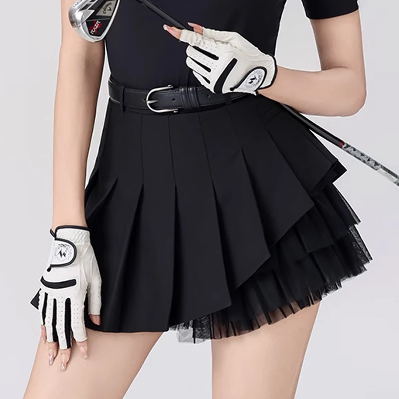 New MY golf ladies short style skirt pants woman breathable lace splicing pleated skort tennis sports casual culottes golfwear