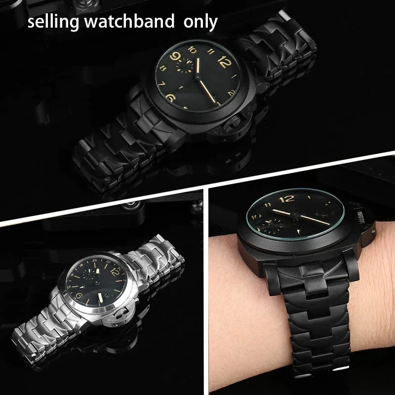 Panerai Luminor Series Silver Black Anti-Rust Stainless Steel Watch Strap