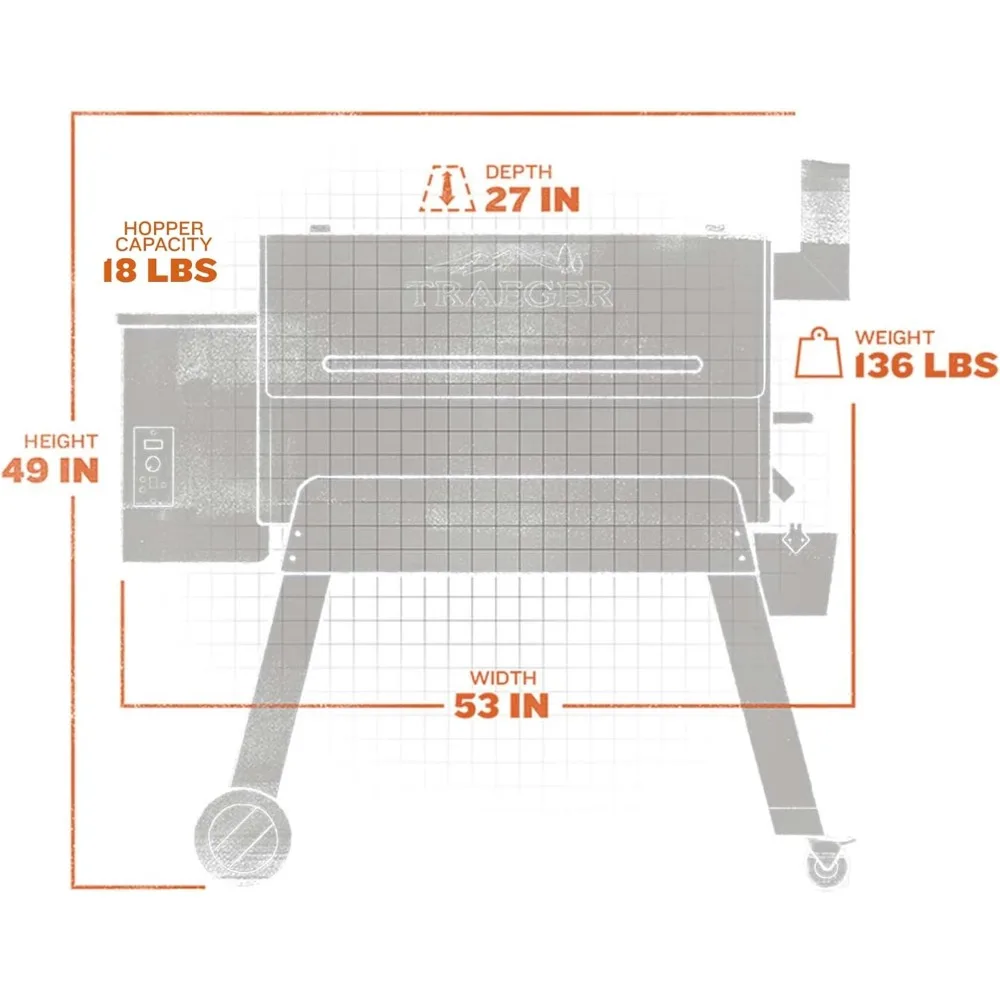 Grills Pro 34 Electric Wood Pellet Grill and Smoker, Bronze, 884 Square Inches Cook Area, 450 Degree Max Temperature, Meat Probe 5
