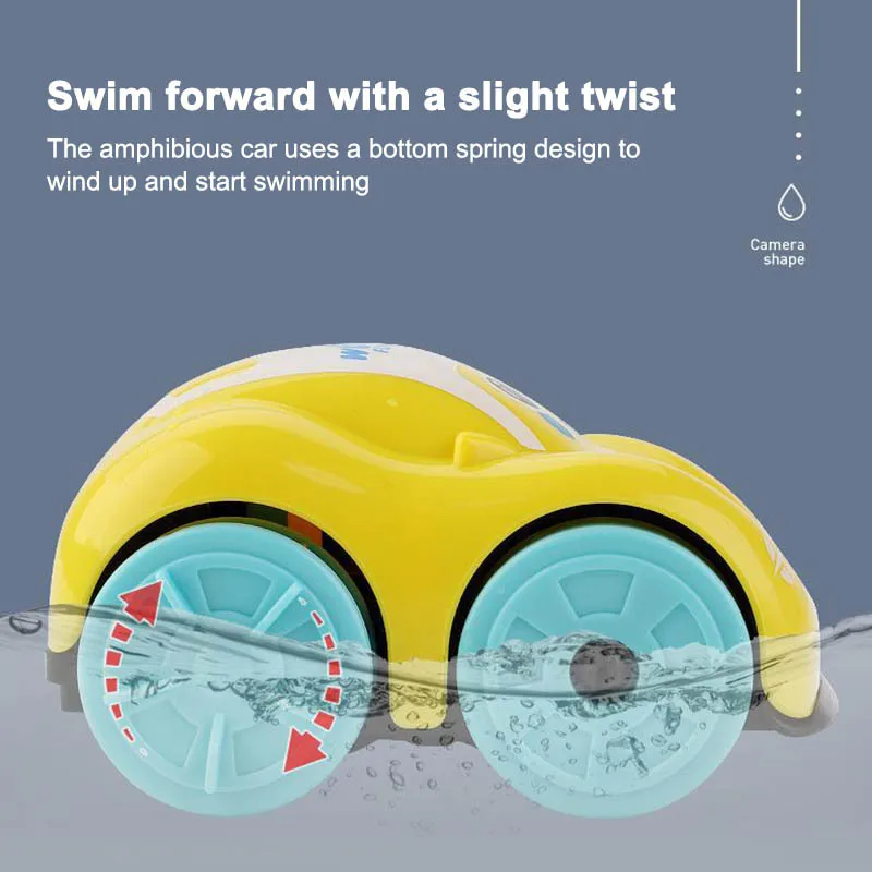 Children Bath Water Playing Toys ABS Clockwork Car Cartoon Vehicle Baby Bath Toy Kids Gift Amphibious Cars Bathroom Floating Toy 4