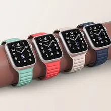 

Silicone link loop Magnetic strap For apple watch band 44mm 40mm 41mm 45mm iWatch series 7 6 SE 5 4 3 2 1 Sport Rubber 42mm 38mm