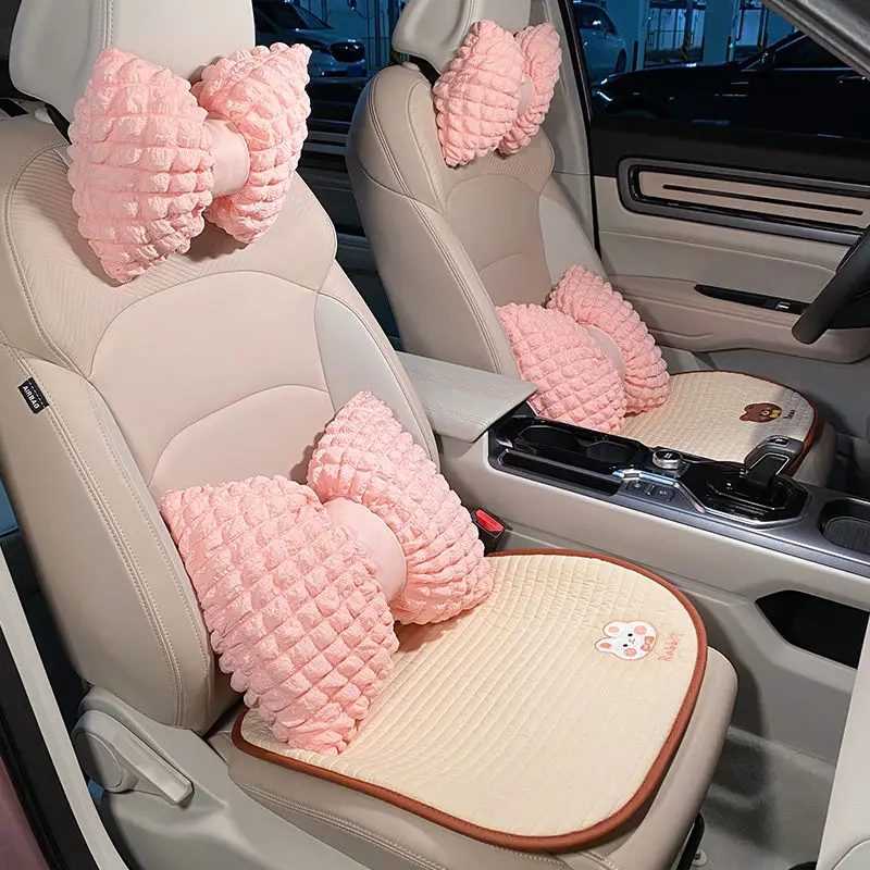 Pink Bow Car Lumbar Support Headrest Neck Pillow Cute Car Seat Universal  Neck Pillow for Girls Lumbar Pillow Car Accessories