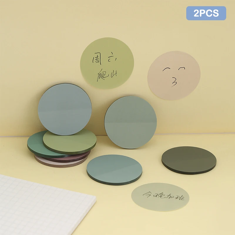 

20*2pcs Morandi Round Transparent Sticky Note Pads Notepads Waterproof PET Memo Pad Stickers Journal School Stationery Office St