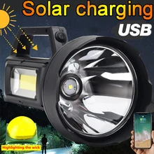

Double Light Source Hand Lamp USB Quick Charge COB Beads Solar Charging Flashlights Powerful Portable Tactical Torch For Hiking