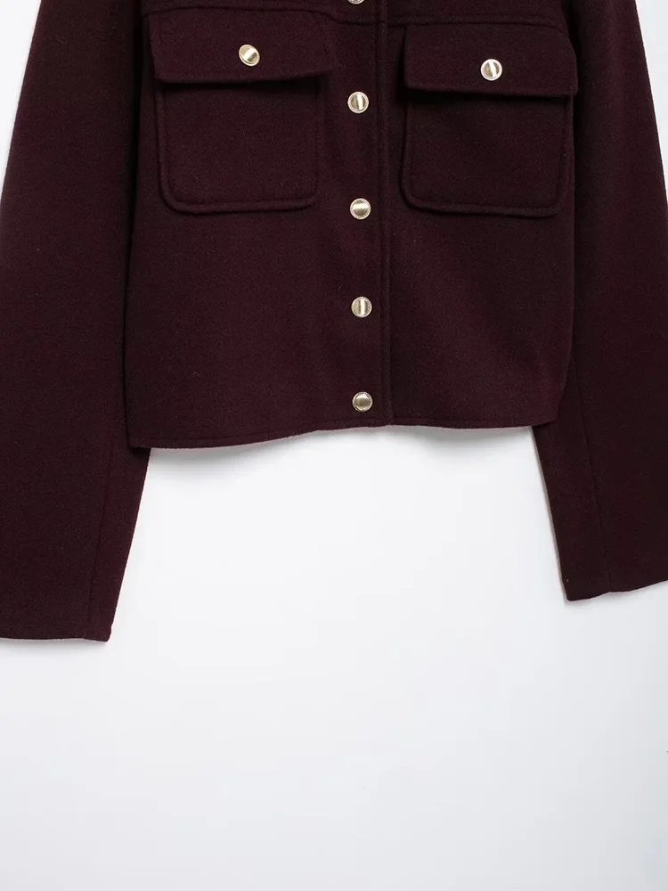 Willshela Women Fashion With Pockets Solid Single Breasted Jackets Vintage O-Neck Long Sleeves Female Chic Lady Outfits 6