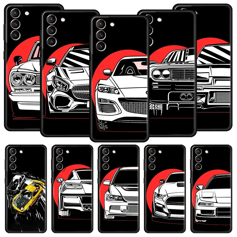 

JDM Tokyo drift Sports Car Lamp Phone Case For Samsung Galaxy S23 Ultra S22 S21 S20 FE 5G S10 S10E S9 S8 Plus Note 20 Soft Cover