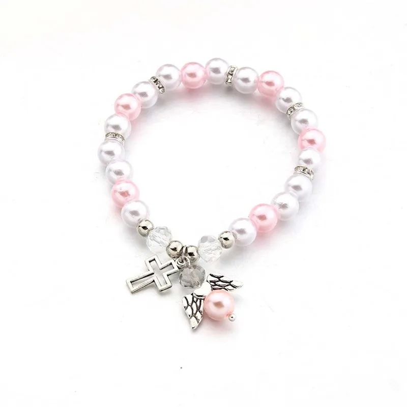 Baby Shower Bracelet 1pcs/10pcs Angel Baptism Gift Wooden Bead Initial Letter