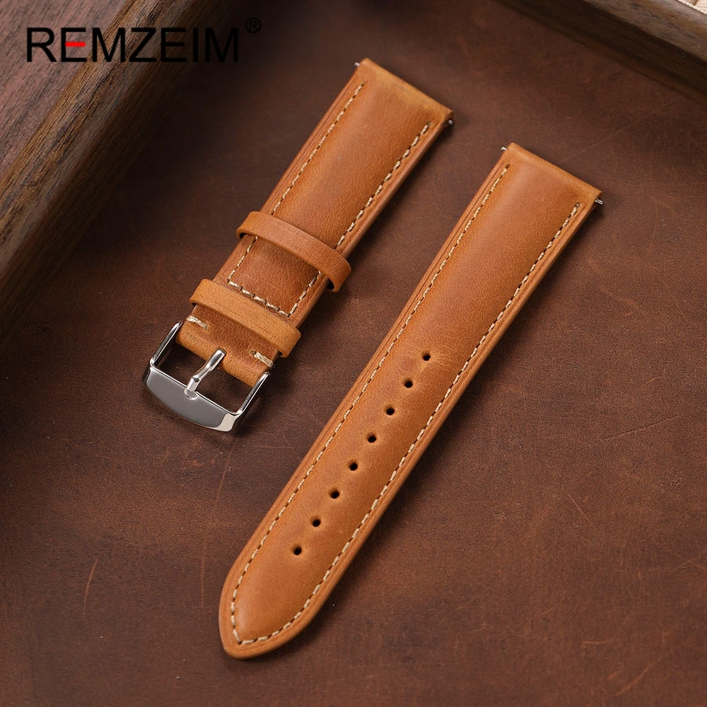 Men's Quick Release Crazy Horse Leather Watch Band – Outdoor-Ready Strap