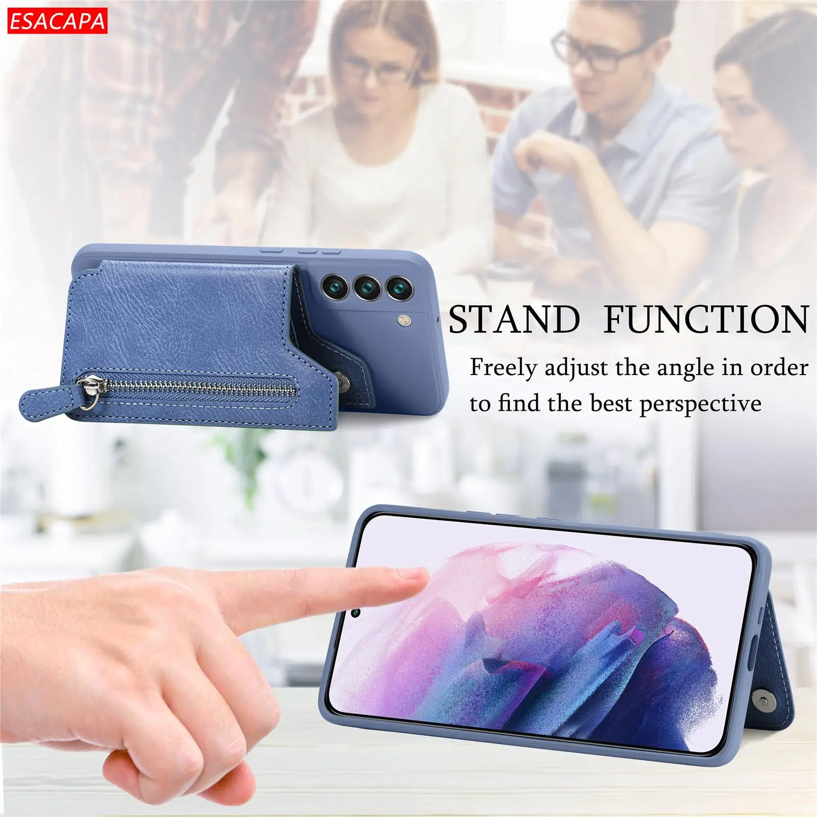 Card Holder Samsung Led Wallet Cover For Galaxy S21 Luxury Zipper