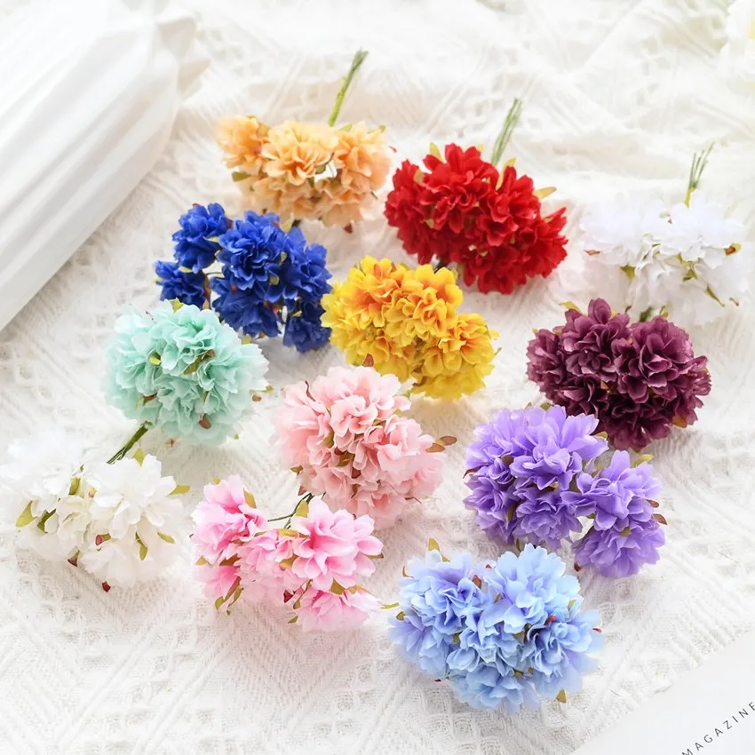 18PCS Artificial Flowers Silk Carnation Christmas Decorations Home Scrapbook
