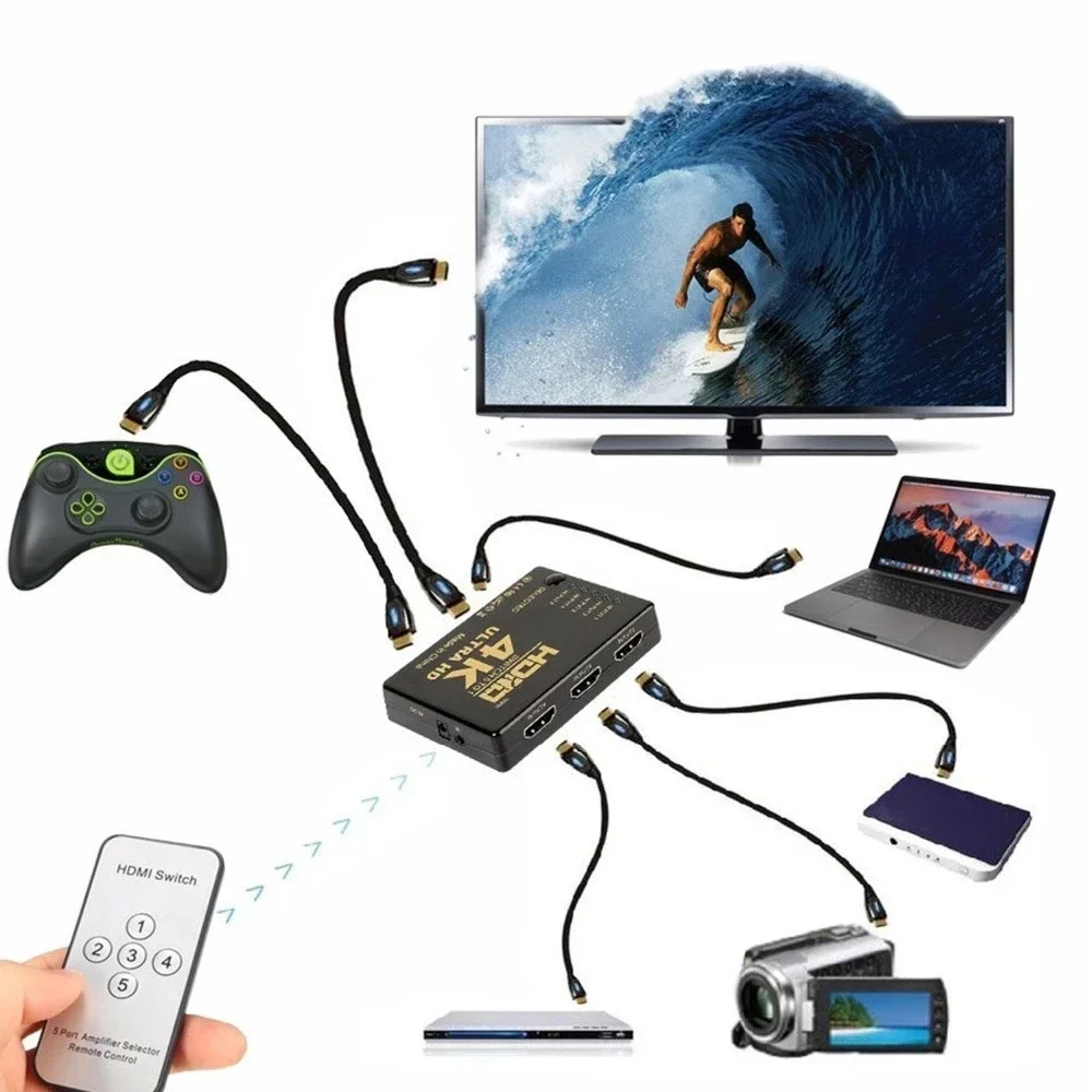 HDMI ġ ñ й, HDTV DVD TV ڽ IR  , 3x1, 5x1, 4K HD1080P, 3 Ʈ, 5 in 1 out