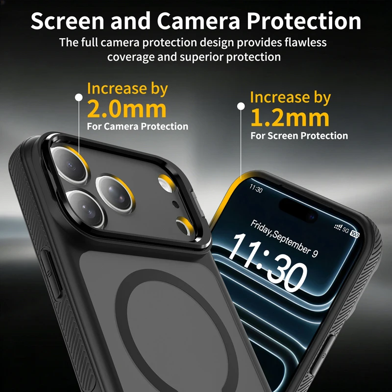 Magnetic Matte Translucent Hard Phone Case with Metal Camera Lens Stand