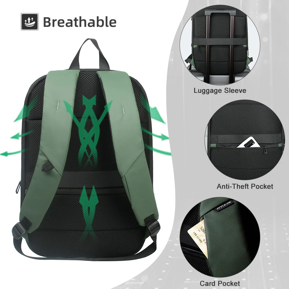 Heroic Knight Business Backpack Men Fashion Work 17" Slim Laptop Bag Waterproof YKK Zipper Luxury Women School Backpack with USB 2