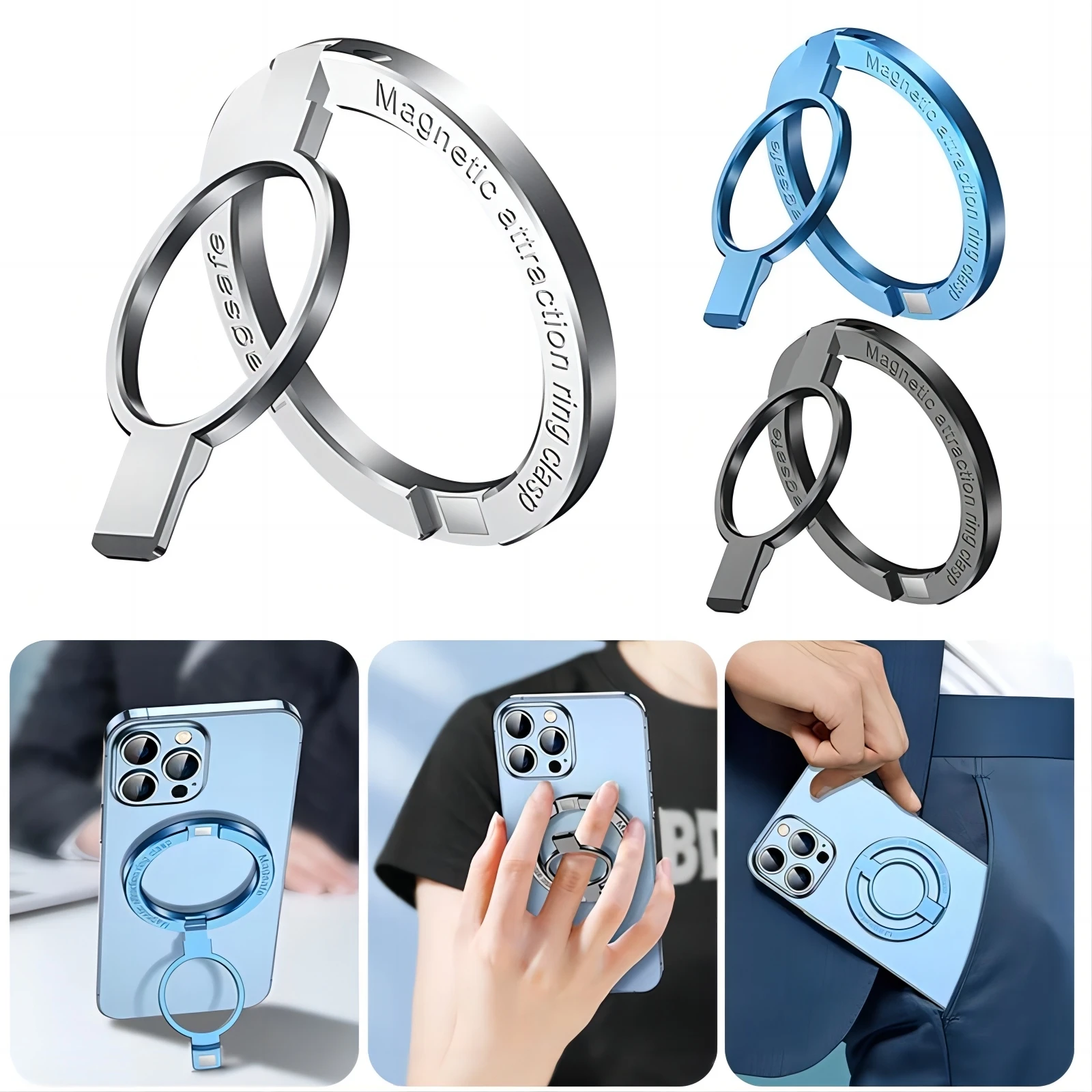 Removable Magnetic Phone Ring Holder Kickstand Mount for Magnet Phone Grip