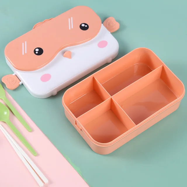 School Kids Bento Lunch Box Rectangular Leakproof Plastic Anime Portable Microwave Food Container Lonchera School Child