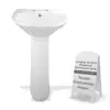 16" Compact White Pedestal Bathroom Sink with Overflow Heavy Duty Grade A Vitreous China Construction Easy Installation Vintage 1
