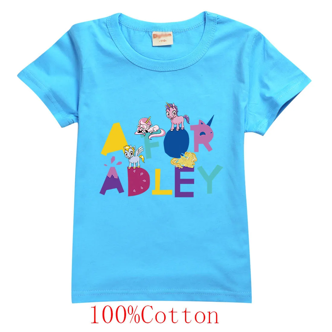 2-16Y 2024 Summer Fashion A FOR ADLEY Costume Kids Short Sleeve Tops Teenagers Boys Cotton T-shirt Baby Girls Cute Jeresy TShirt