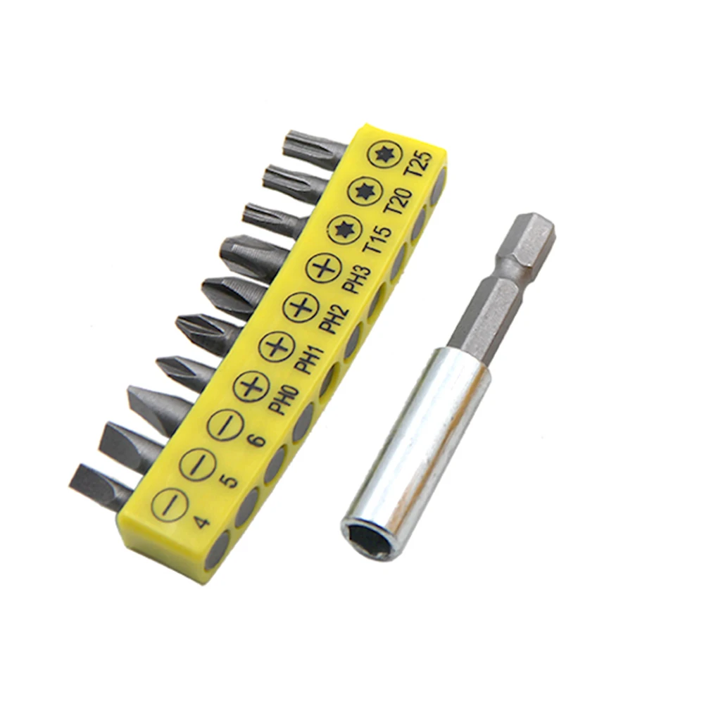 10pc Rubber Strip Cross Screwdriver Head Bit 60mm Conversion Extension Rod Woodworking Power Tool Set Image 3