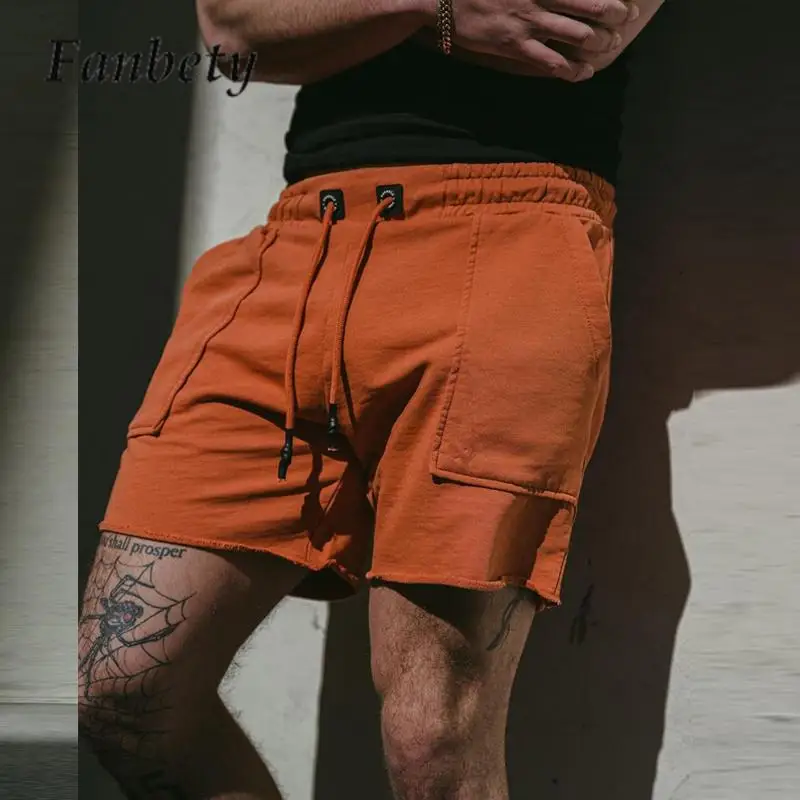 

New Men Summer All-match Shorts Casual Solid Color Breathable Sports Short Pants Elastic Waist Drawstring Cut Loose Men's Shorts