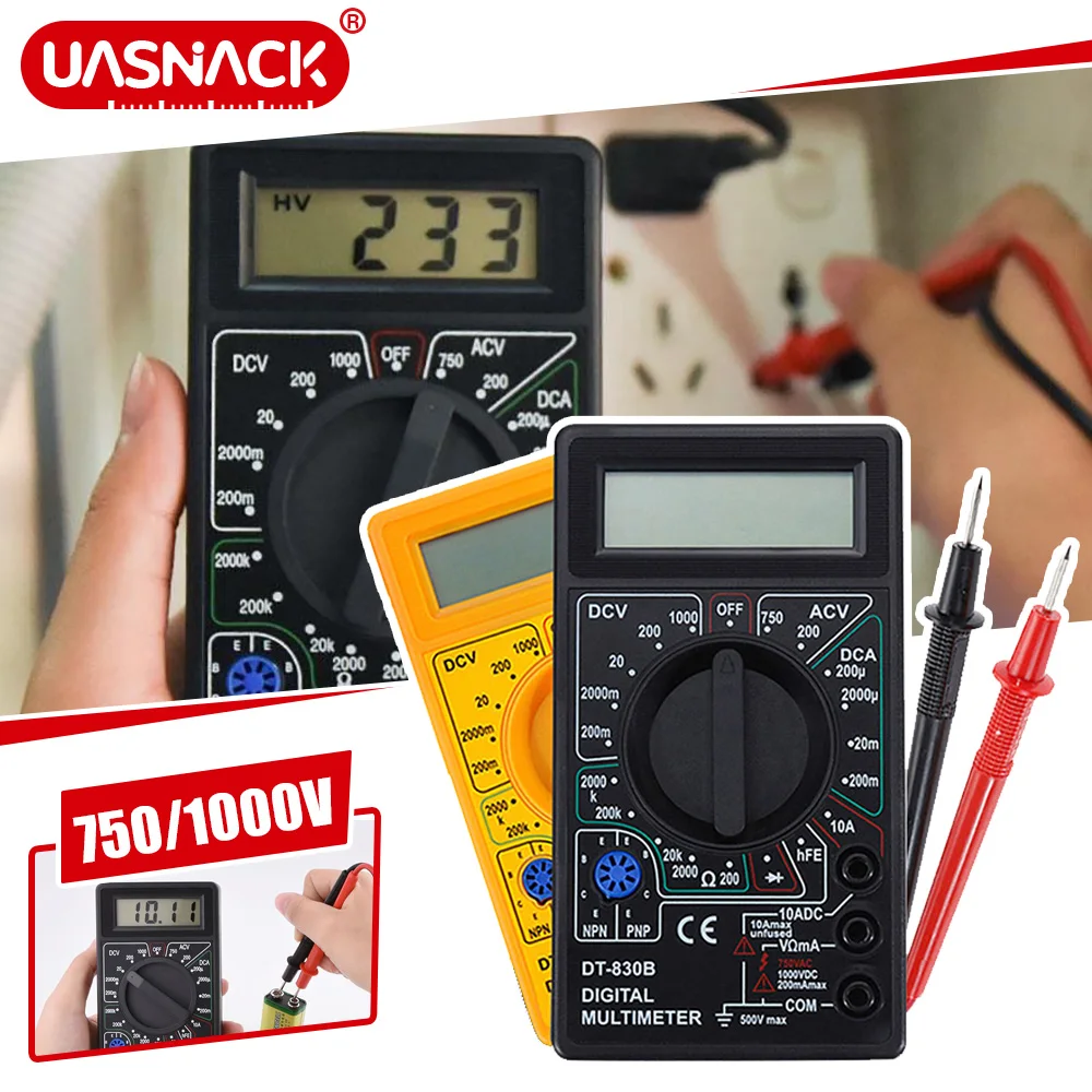 Digital Multimeter DT830B AC/DC LCD 750/1000V Voltmeter Ammeter Ohm Tester Handheld