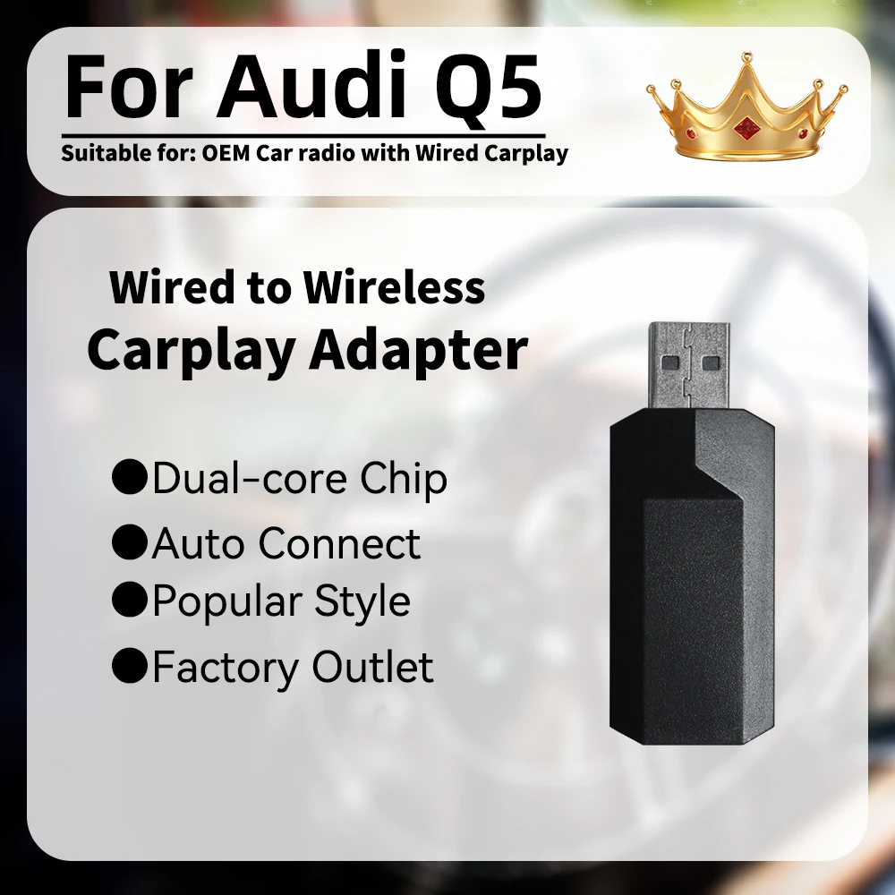 

Mini Apple Carplay Adapter Car OEM Wired Car Play To Wireless Carplay Smart AI Box for Audi Q5 USB Type-C Dongle Plug and Play