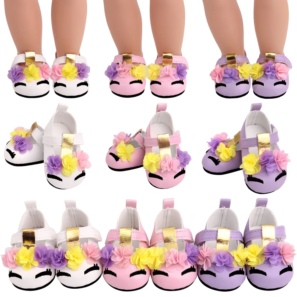 

Doll Shoes 7cm Summer Pink Flower Sandals , Casual Shoes Fit 18 Inch Girl & 43cm Reborn Baby Toys Doll Accessories Gifts