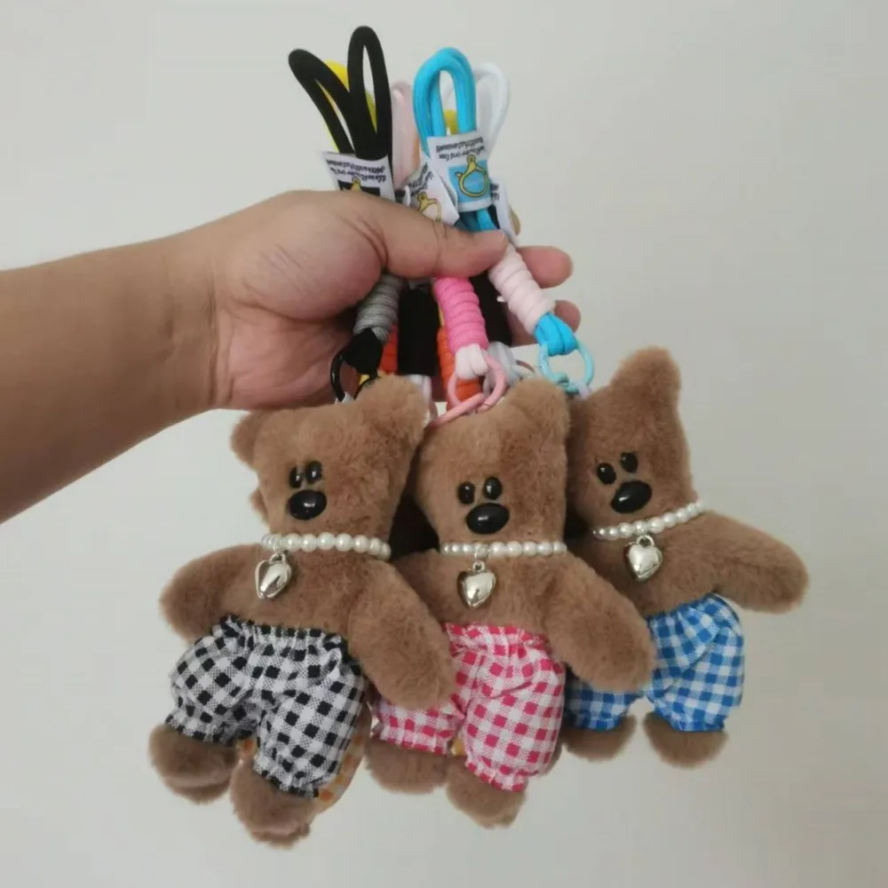 15cm 뜨거운 판매 작은 곰 플러시 키 체인 귀여운 드레싱 베어 부드러운 장난감 안티 드롭 체인 자동차 열쇠 고리 여자 여자 가방 액세서리