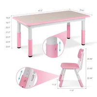 Kids Table and 4 Chairs Set, Height Adjustable Toddler Table and Chair Set, Graffiti Desktop, Non-Slip Legs, Children Multi-Acti 2