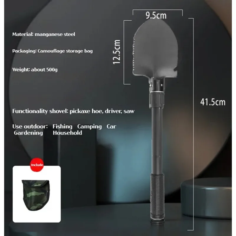 Multifunctional garden shovel for camping, suitable for camping/fishing/wild survival, etc. Shovel. Pickaxe and hoe three-in-one 6