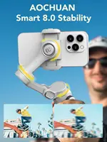AOCHUAN Smart X2 Handheld Gimbal 3 Axis Stabilizer Built-in 20cm Extension Rod LED Display Phone Holder For iPhone Smartphone - Image 3